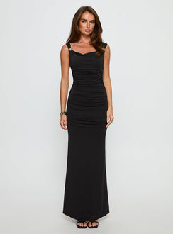 Yakira Halter Cut Out Maxi Dress Black