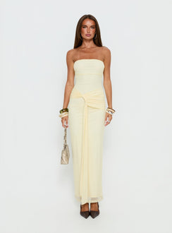Senora Trägerloses Drape Maxikleid Zitronengelb