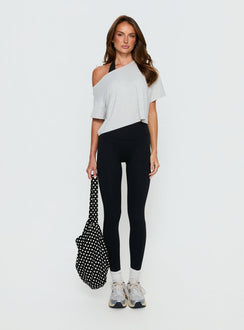 Bailea Off-Shoulder Cropped T-Shirt Grau Meliert