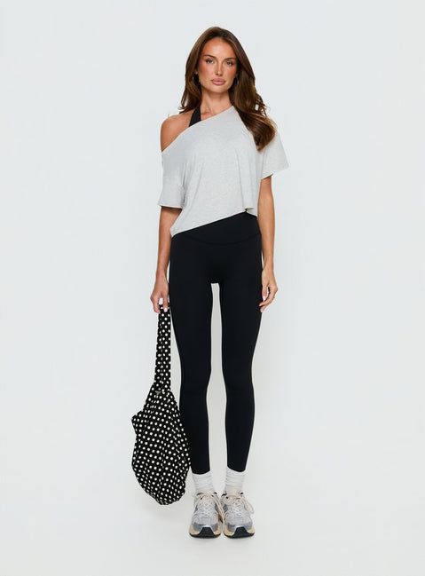 Bailea Off-Shoulder Cropped T-Shirt Grau Meliert
