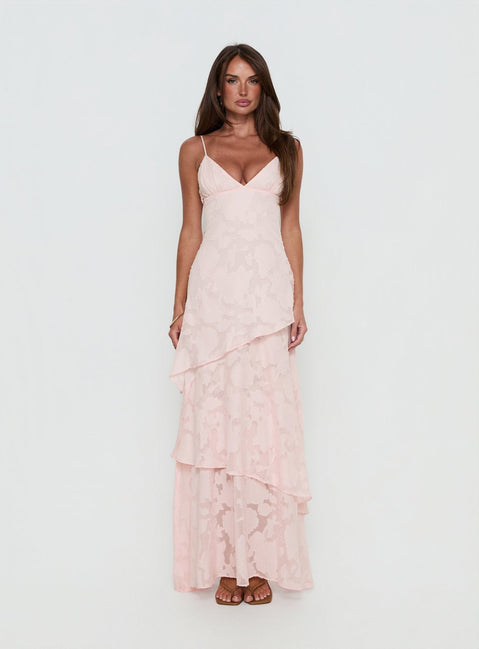 Lyricah Stufenmaxikleid mit Rückenschnürung Pink