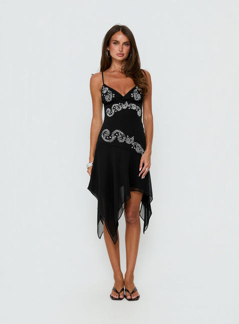 Pappilion Asymmetrisches Midikleid Schwarz