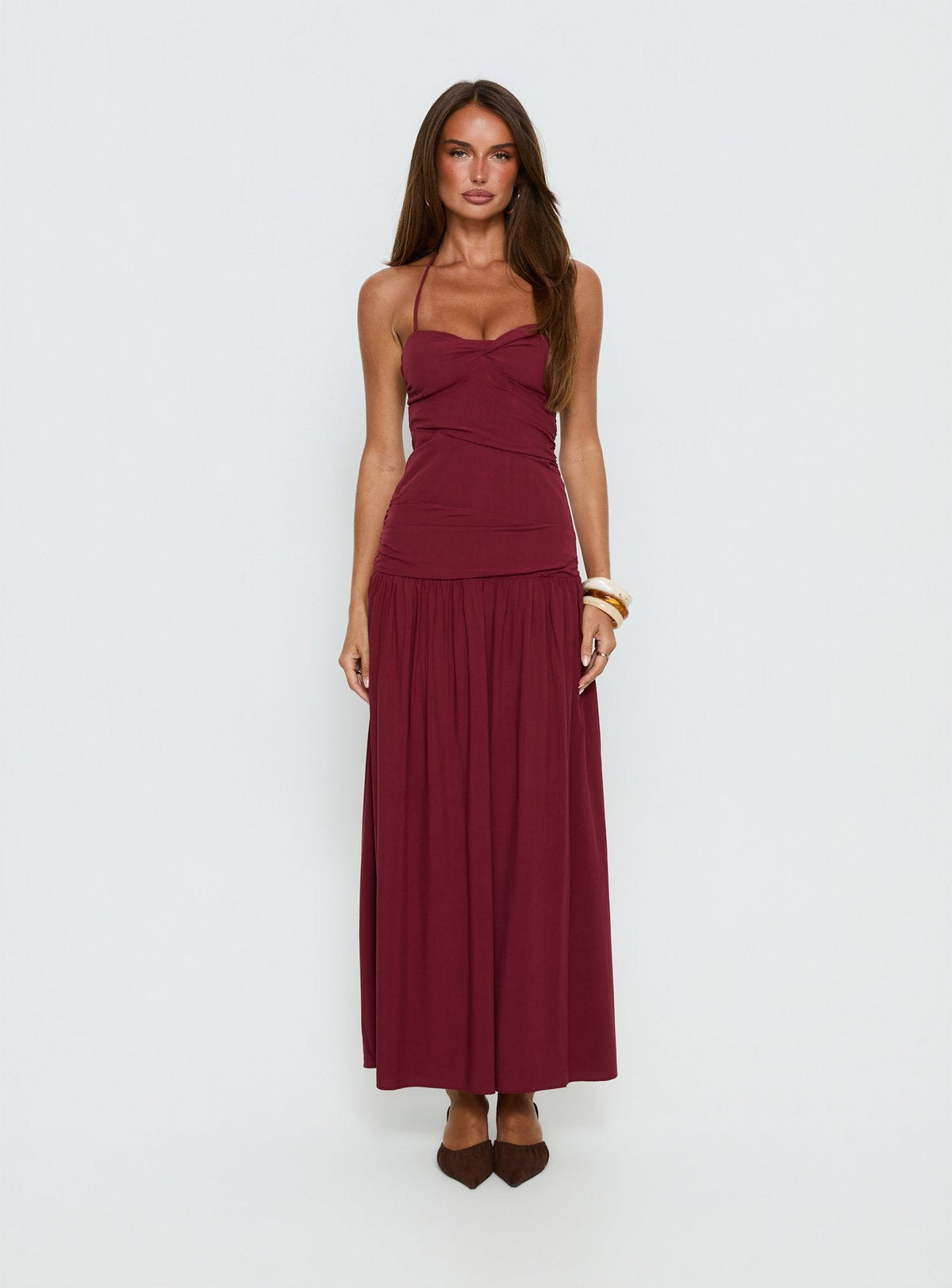 Marguerite Halter Maxikleid Rubinrot