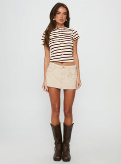 Marvella Button-Up-Top Beige / Braun gestreift