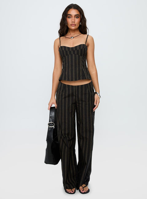 Kierstyn Corset Co-ord Black Stripe Petite