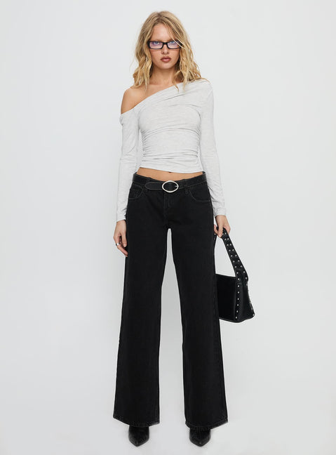 Ellanor Low Rise Straight Leg Jeans Used-Schwarz