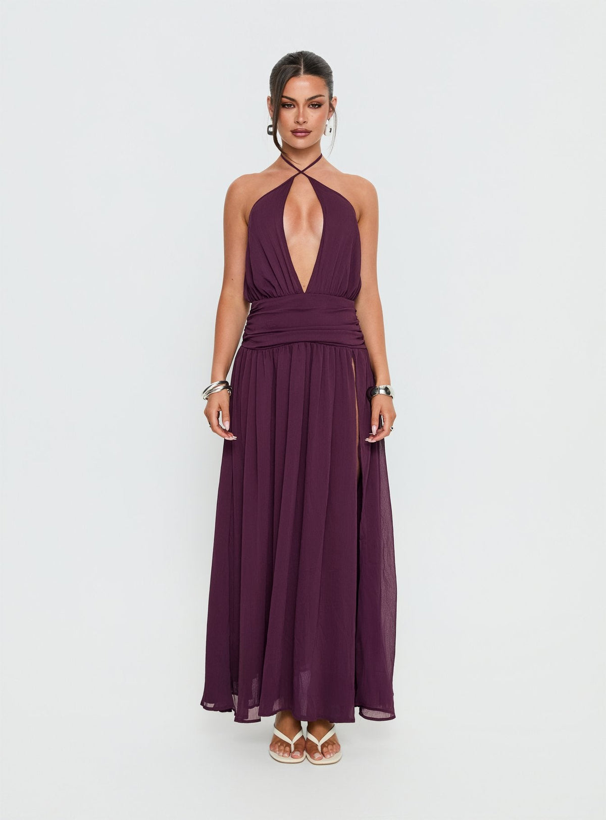 Catherina Blouson Neckholder Maxikleid Tiefes Lila