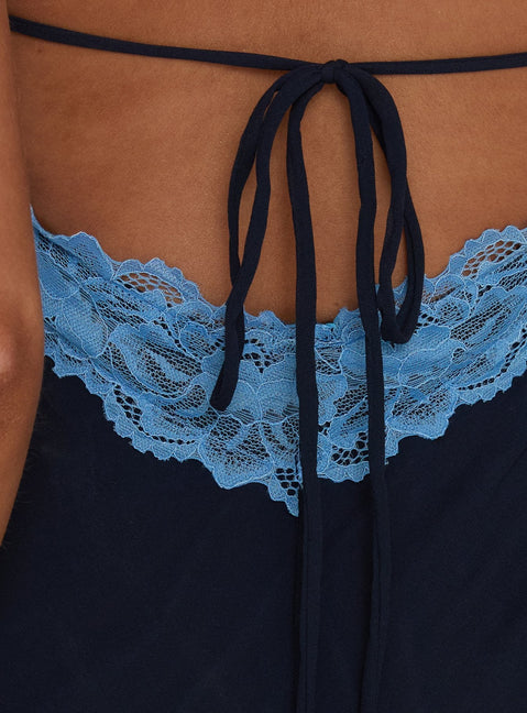 Call My Lover Spitzen-Maxikleid Navy
