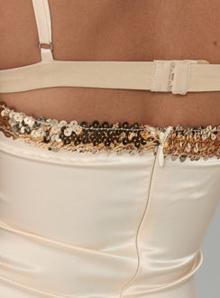 Myrah Layered Pailletten-Top Creme