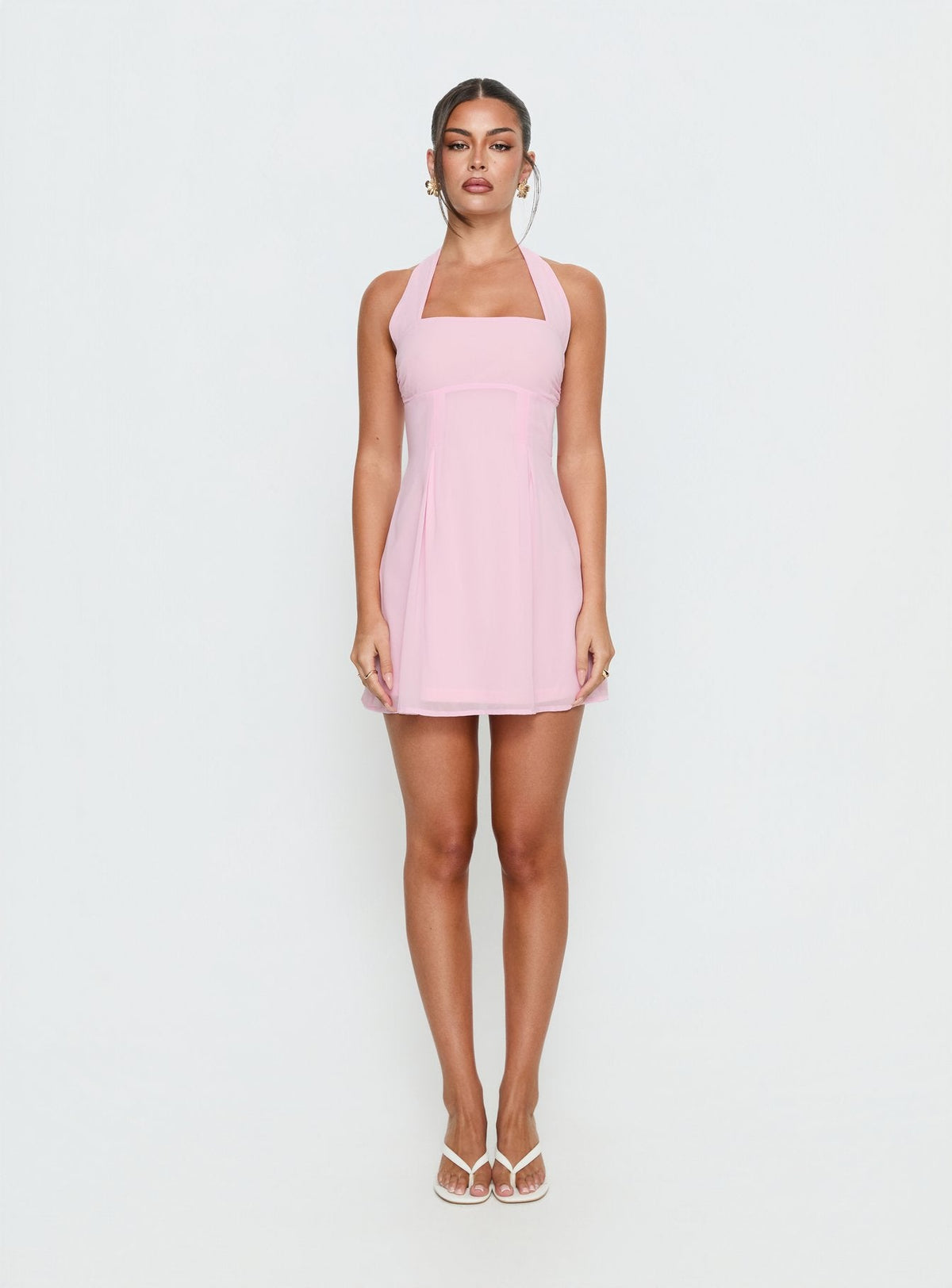 Rosamie Neckholder-Minikleid Zartrosa