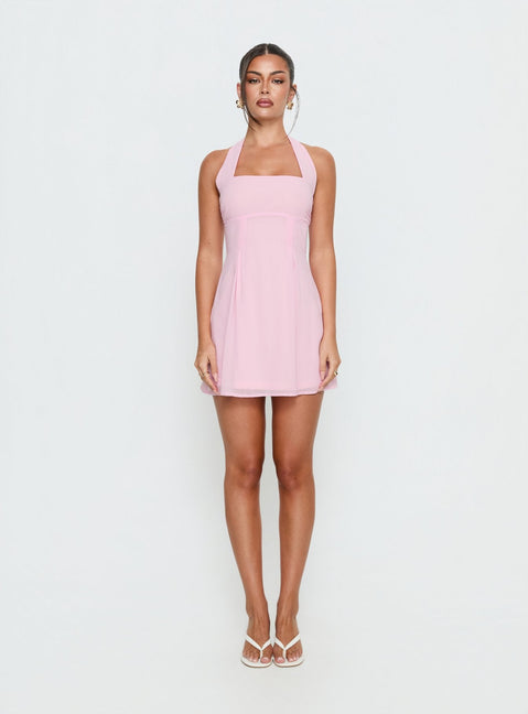 Rosamie Neckholder-Minikleid Zartrosa
