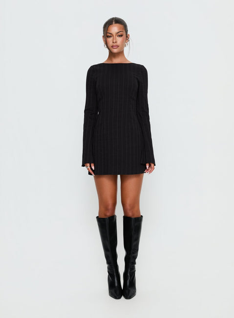 Alfalfa Langarm-Minikleid Schwarz