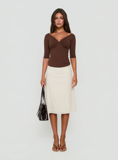 Daily Define Carmen-Top mit V-Ausschnitt, Braun