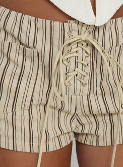 Ronnee Schnürshorts Cremestreifen