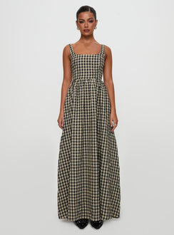 Maxikleid Cartmel Kariert Schwarz / Creme Petite