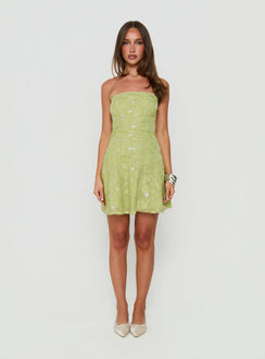 Elorra Strapless Mini Dress Green