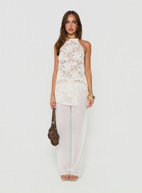 Claudie Neckholder-Spitzentop Weiß