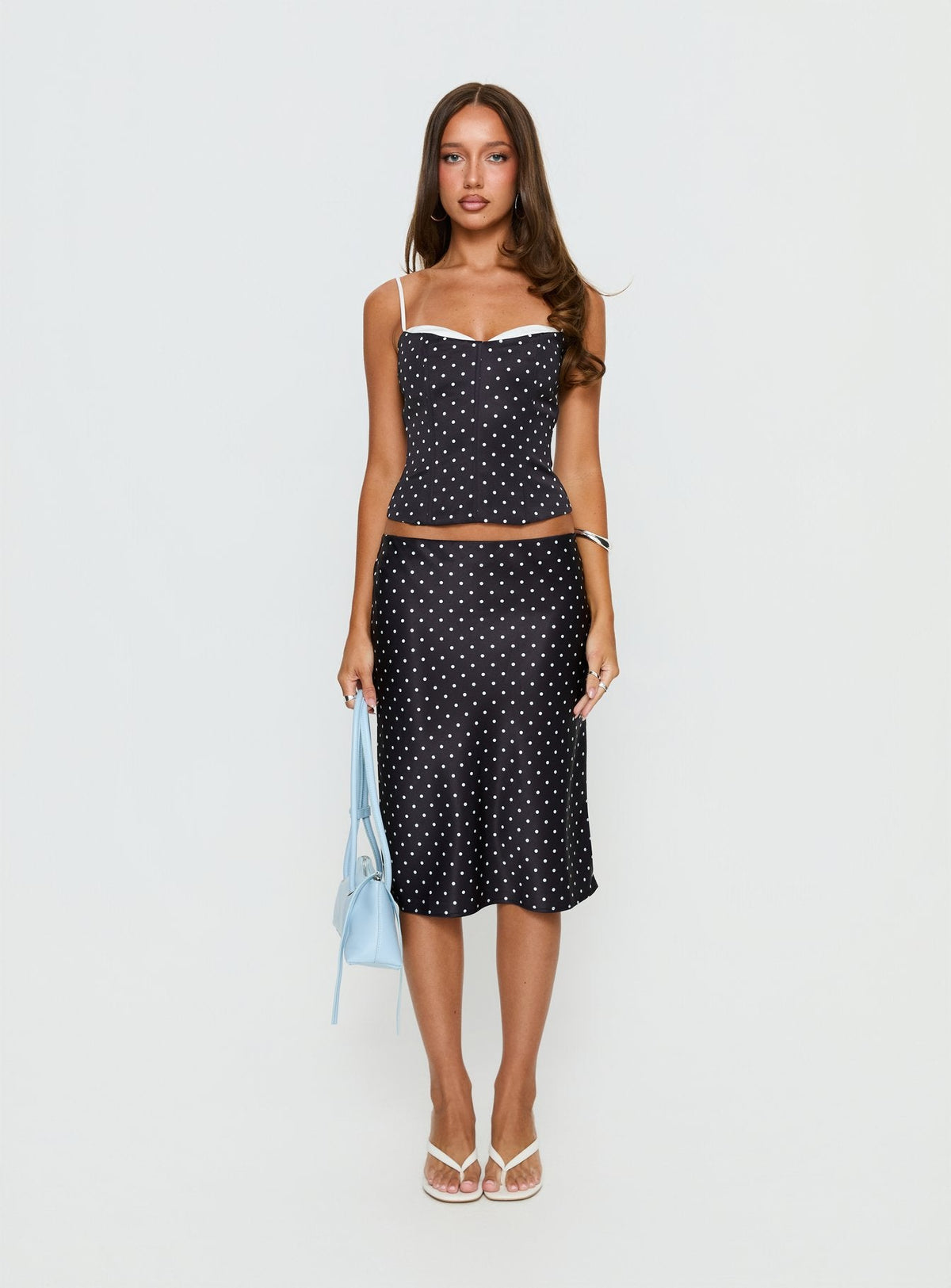 Somani Layered Korsettoberteil Schwarz Polka Dot