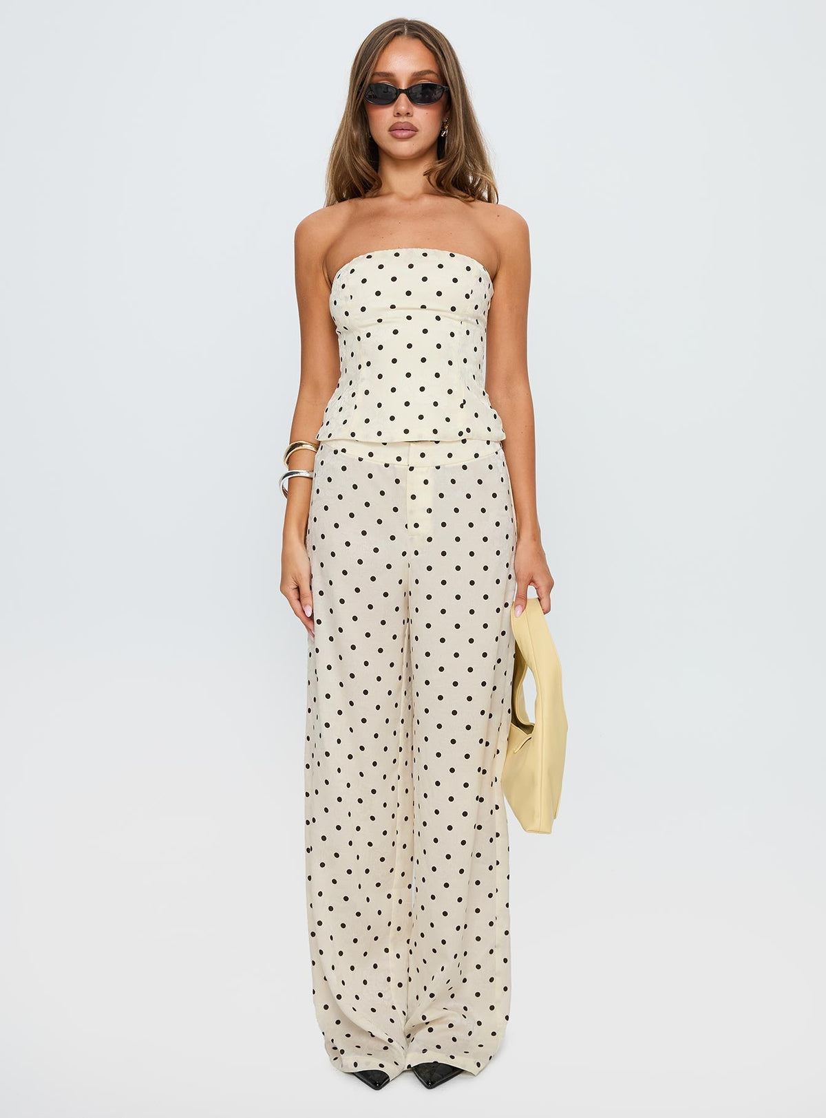 Powdered Sugar Trägerloses Co-Ord Cremefarbene Polka