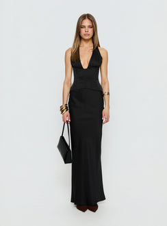 In A Trance Neckholder Korsett Maxikleid Schwarz