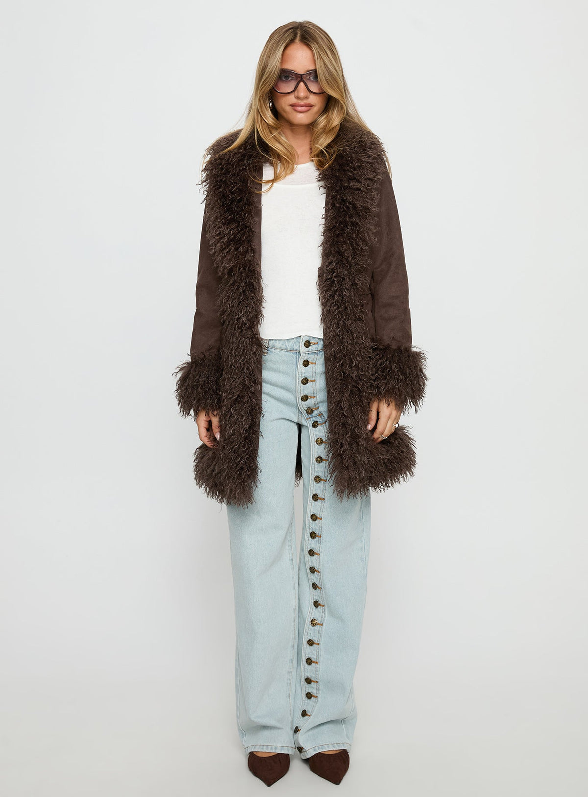 Josefina Jacke mit Kunstpelzdetails Schoko