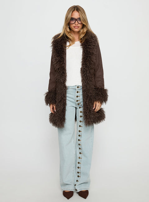 Josefina Jacke mit Kunstpelzdetails Schoko