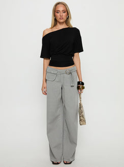 Ashlinn Off-Shoulder-Drapee-Oberteil Schwarz