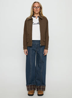 Nelsie Oversized-Jacke mit Kragen, Grün