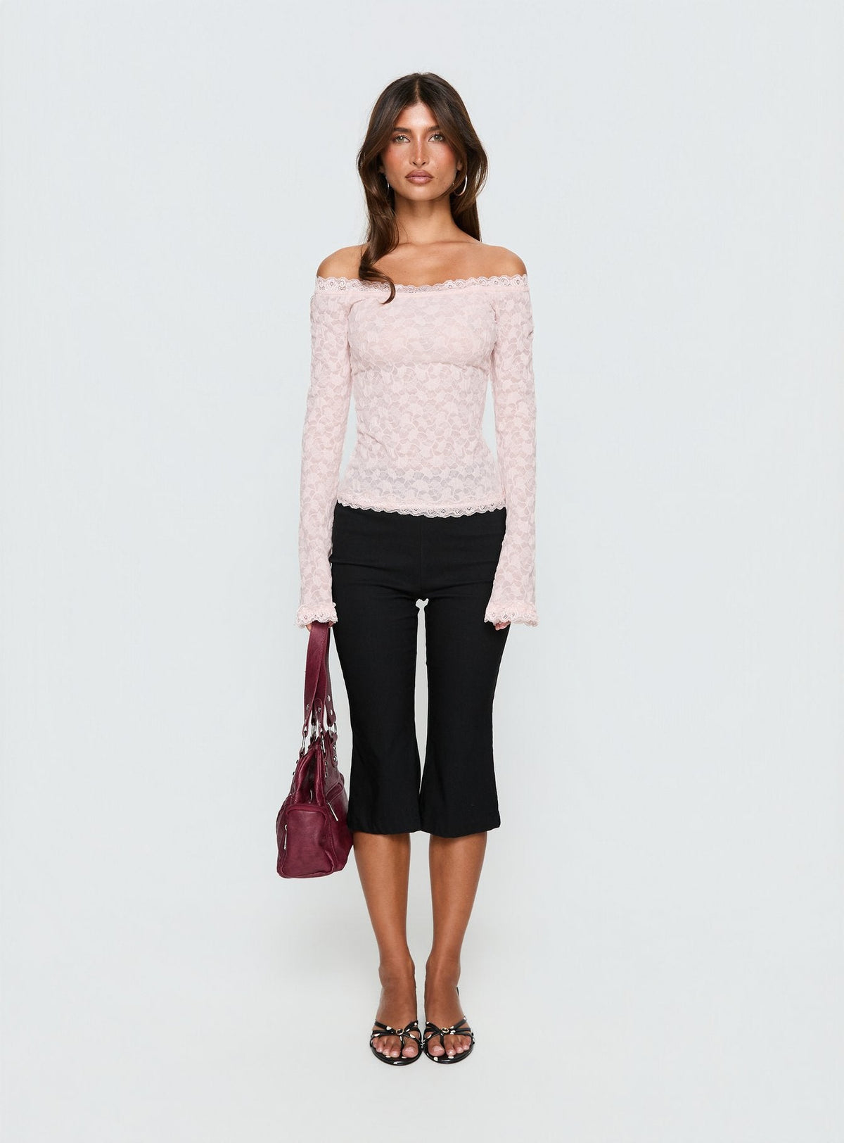 Mochapella Off-Shoulder-Top Zartrosa