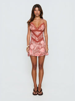 Orithia Spitzenbesatz-Jumpsuit Rot/Pink Leopard