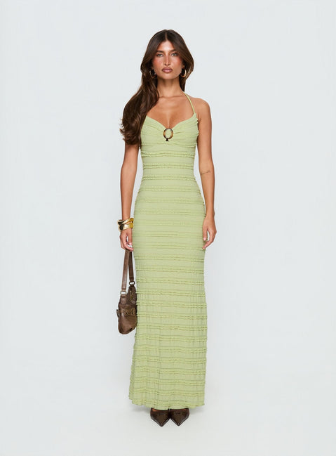 Liskaia strukturiertes Neckholder-Maxikleid Soft Green
