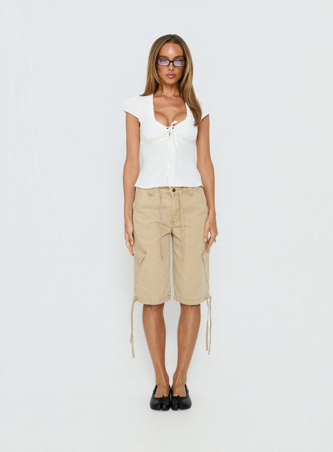 Kalysa Rüschen Kurzarm-Bluse Top Weiß