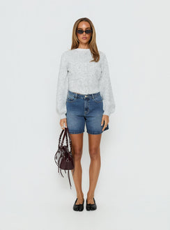 Showcasing the Dawsen Button Down Cardigan Grey womens-jumpers in short length front view of model wearing Princess Polly