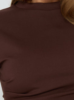 Lioxa gerafftes Taillen-T-Shirt Schokobraun
