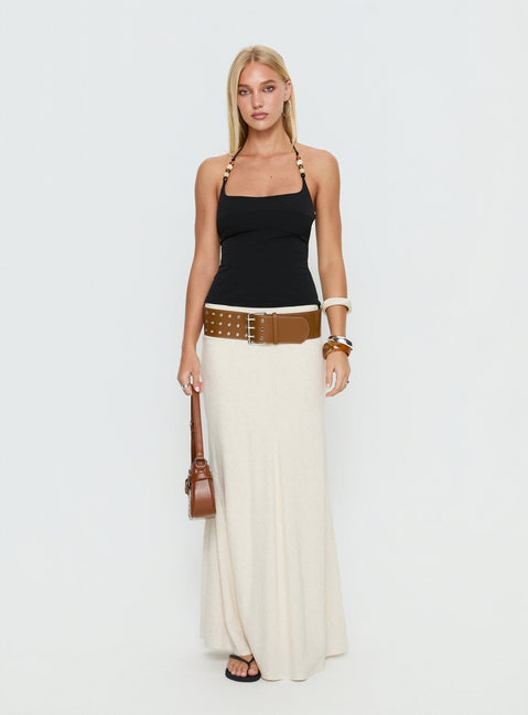 Cherise Perlen Detail Top Schwarz