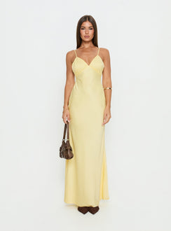 Flip A Switch Satin-Spitzen-Unterkleid-Maxikleid Butter
