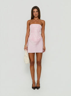 Jenevieve trägerloses Mini-Drapierkleid Rosa