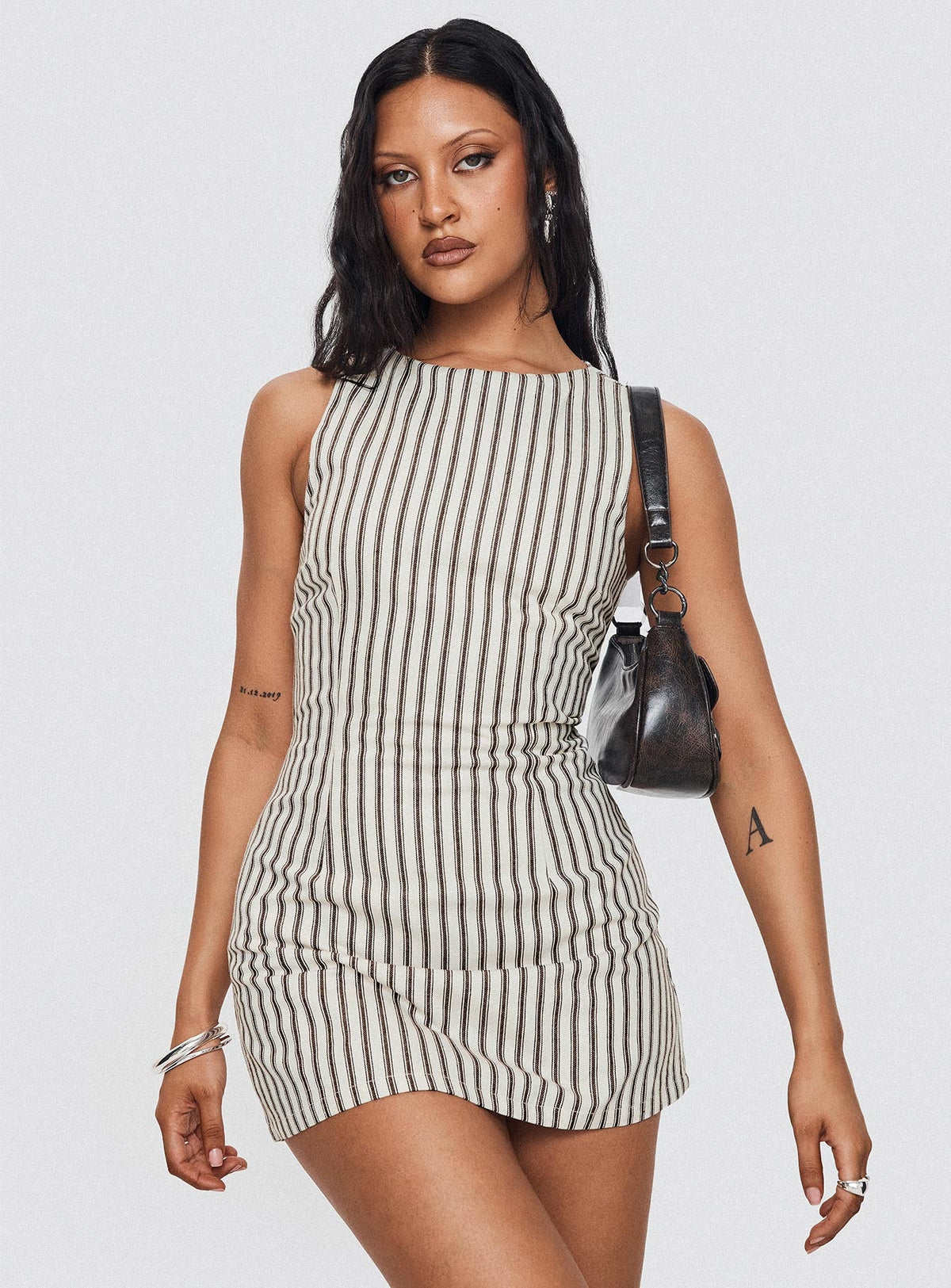 Yumiko Playsuit Brown Stripe Petite