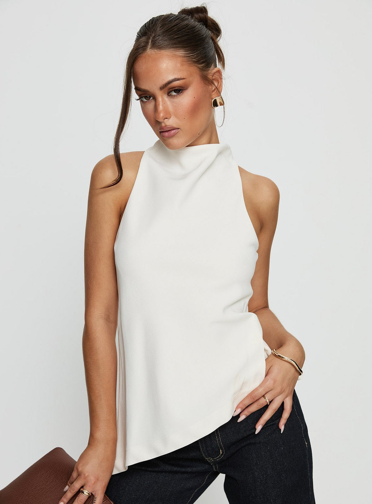 Days Get Dark Asymmetrical Top Creme