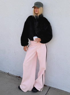 Lockie Foldover Baggy Track Trousers Pink / Schwarz