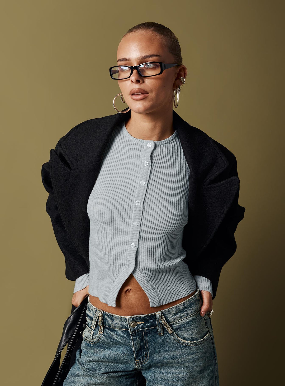 Suzu Stricktop Langarm Grau