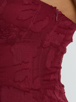 Delamere Minikleid Bordeauxrot Burnout