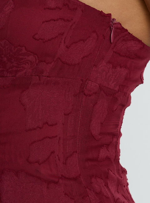 Delamere Minikleid Bordeauxrot Burnout