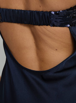 See The Vision Pailletten-Bustier trägerloses Maxikleid Marineblau
