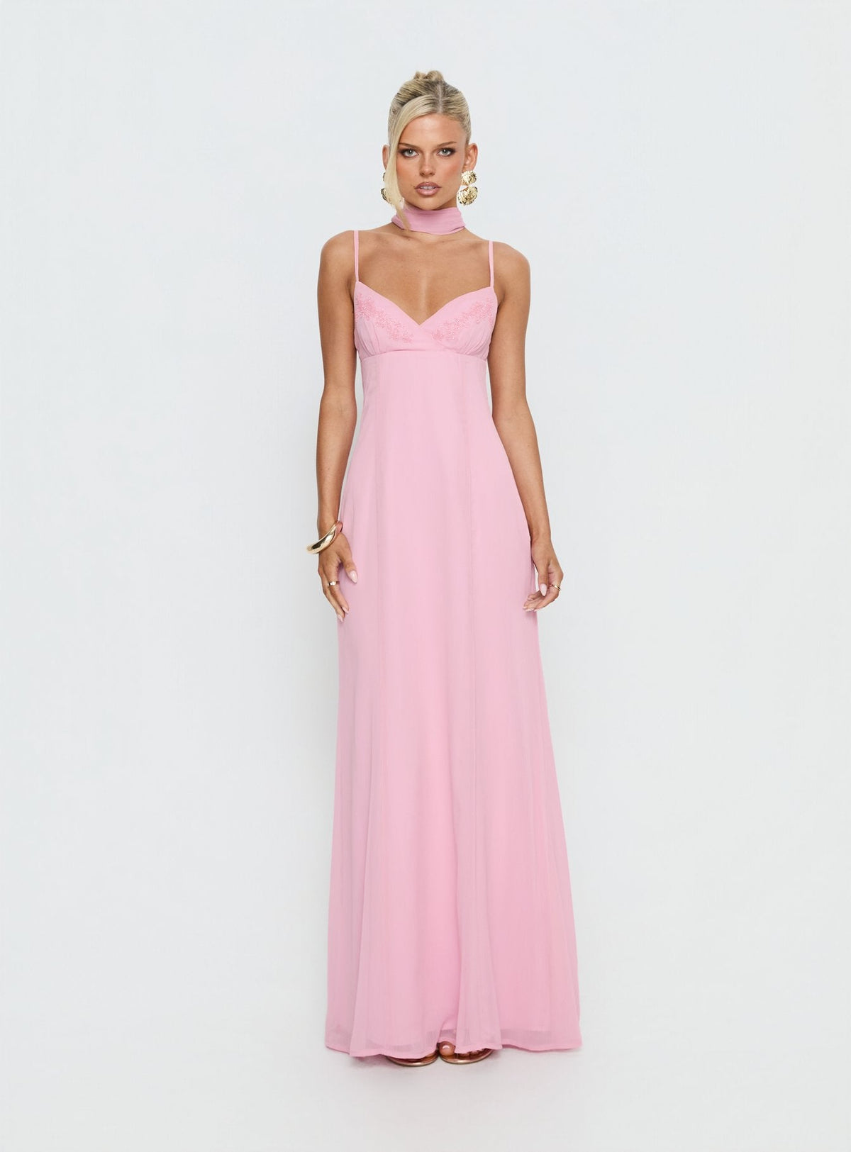Jadira Schal-Maxikleid Hellrosa