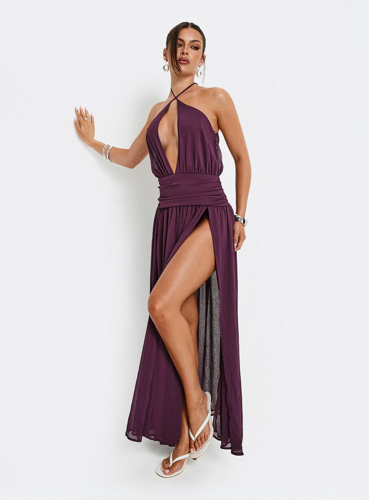 Catherina Blouson Neckholder Maxikleid Tiefes Lila