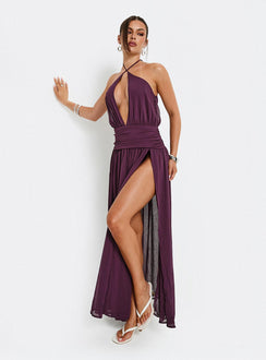 Catherina Blouson Neckholder Maxikleid Tiefes Lila