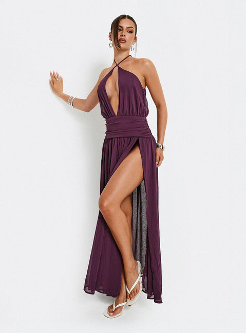Catherina Blouson Neckholder Maxikleid Tiefes Lila