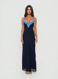 Call My Lover Spitzen-Maxikleid Navy