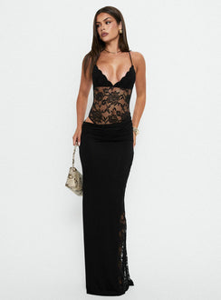 Chantella Maxikleid mit Cut Outs aus Spitze, Schwarz
